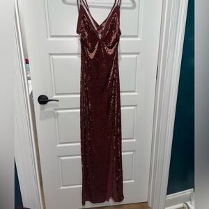 ASTR the Label Farrah Rusty Rose Velvet Maxi Dress